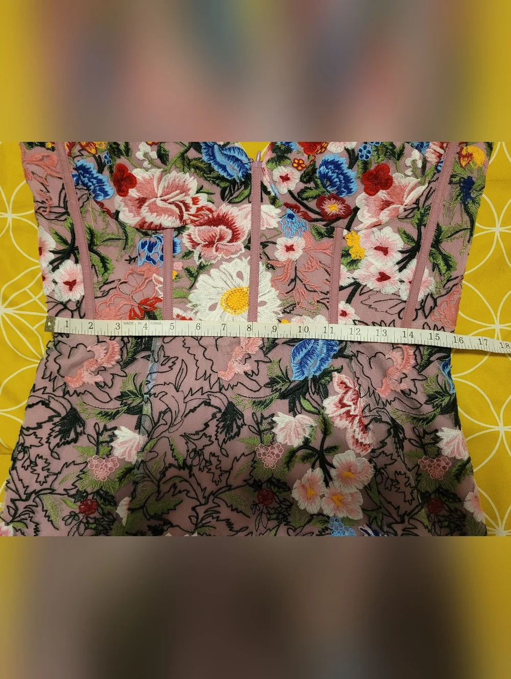 Dress the Population Carina Floral Embroidered Strapless Bustier Fit&Flare Dress - Picture 12 of 12